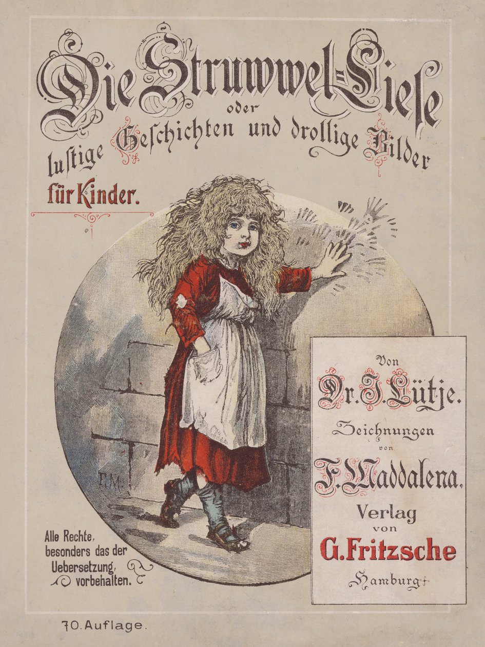 Illustrasjon for Die Struwwel-Liese (farge litho) av German School