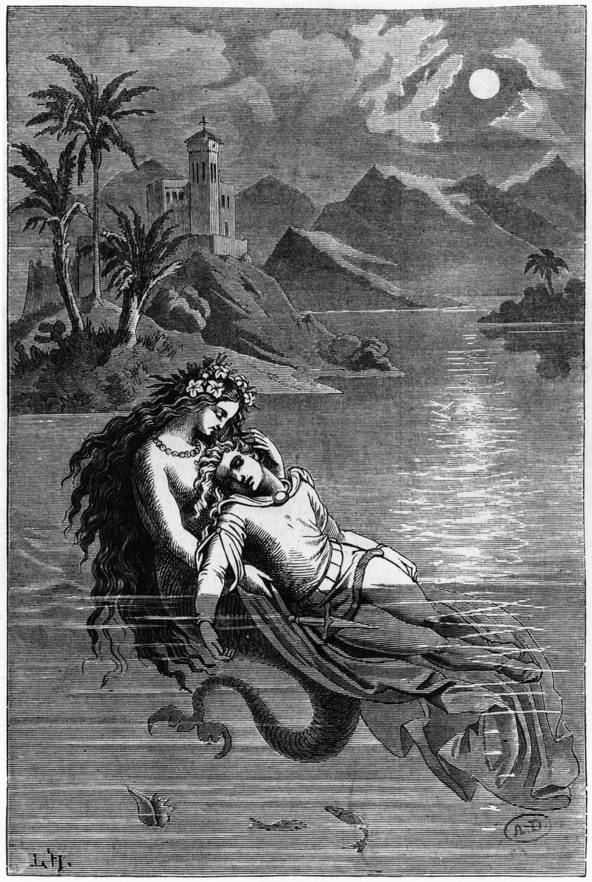 Illustrasjon for Den lille havfruen fra eventyr av Hans Christian Andersen (1805-75) 1869 av German School