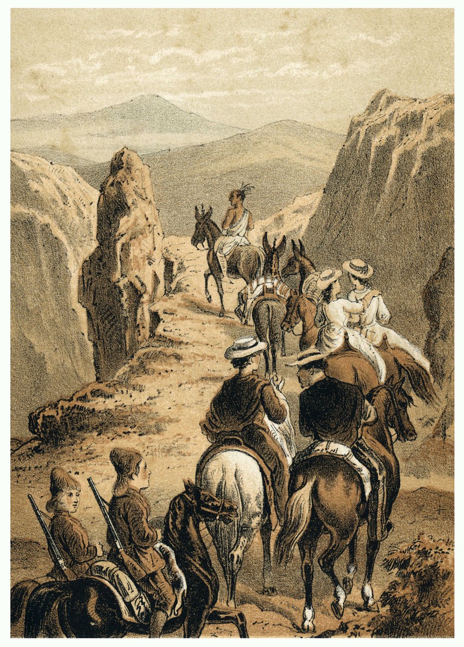 Illustrasjon av erobringen av Amazonas av europeere. I “” De Bootslieden der Amazon-River””, Karl Muller, Nederland av German School