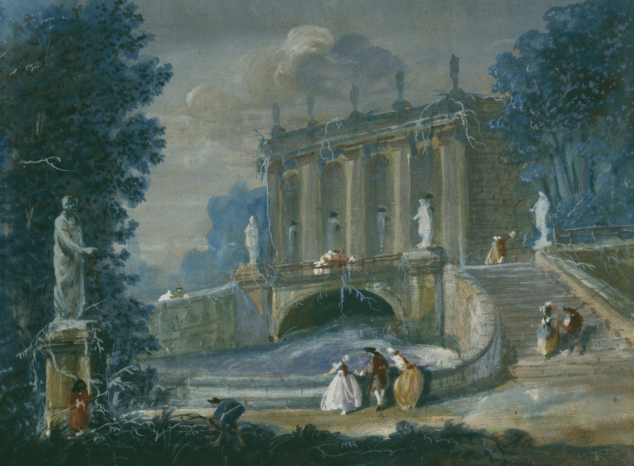 I hagen til Palace Sanssouci, Potsdam, Preussen (wc på papir) av German School