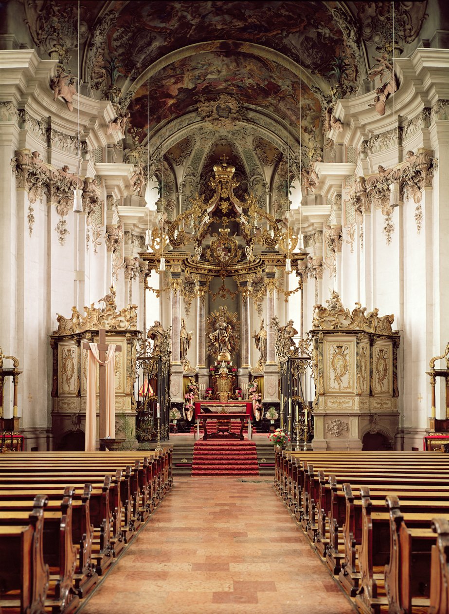 Interiør, designet av Balthasar Neumann (1687-1753) 1734-54 av German School