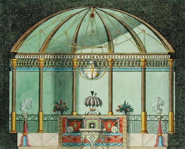 Interiør i et kinesisk hagetempel, fra 