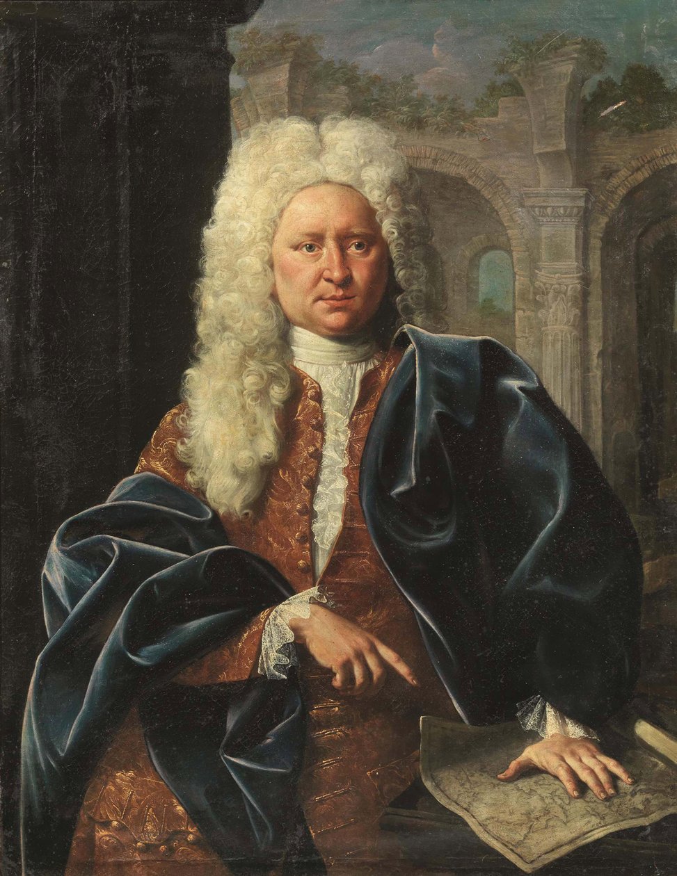 Johann Baptist Homann, geographe et cartographe allemand - Portrett av Johann Baptist Homann (1664-1724), Anonym . Olje på lerret, første tredjedel av 1700-tallet. Privat samling av German School