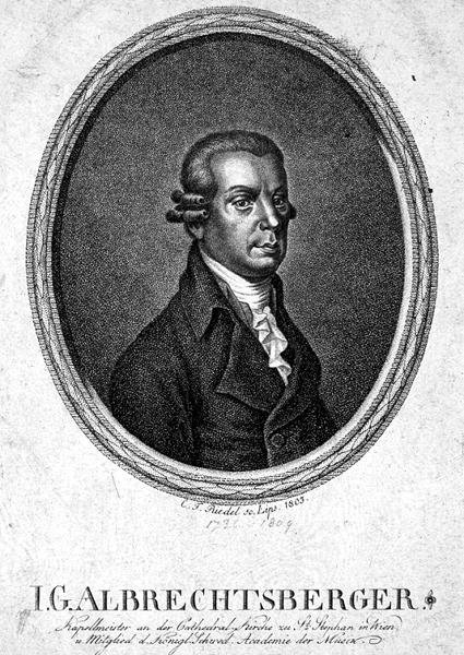 Johann Georg Albrechtsberger (1736-1809) gravert av C.F. Riedel av German School