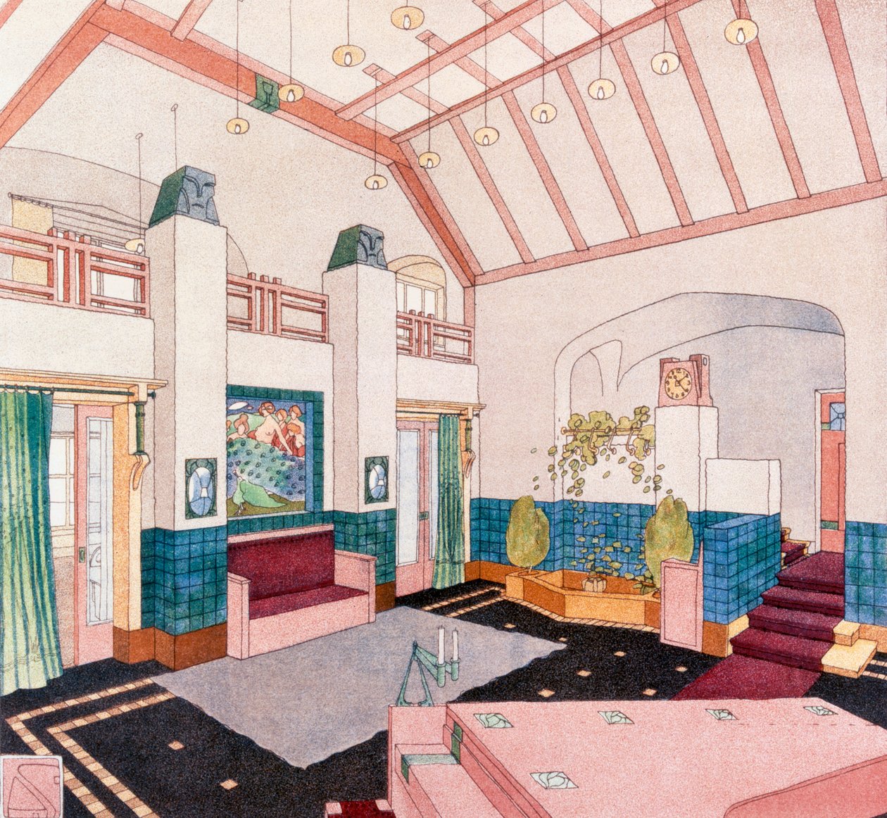Jugendstil eller stue i tidlig modernistisk stil av German School