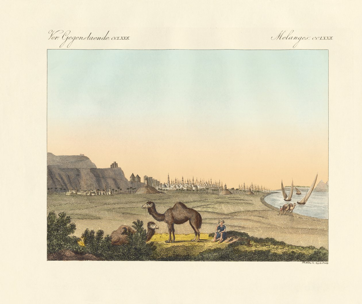 Kahira i Egypt (farget gravering) av German School
