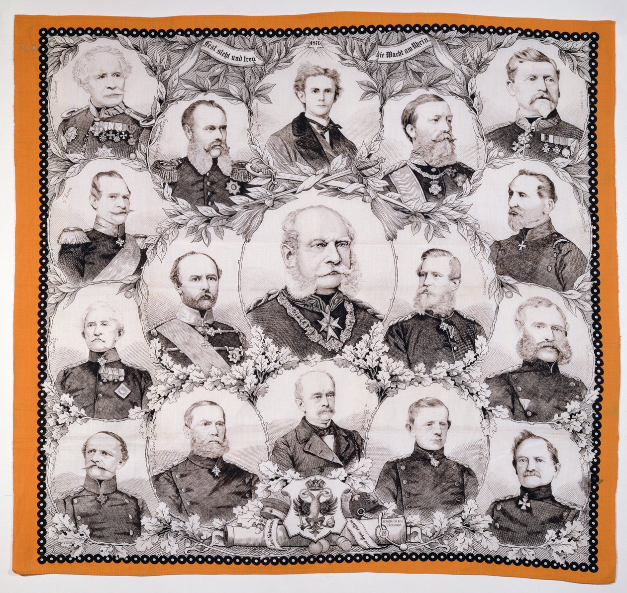 Kaiser Wilhelm I (1797-1888) omgitt av de tyske generalene, 1870 av German School