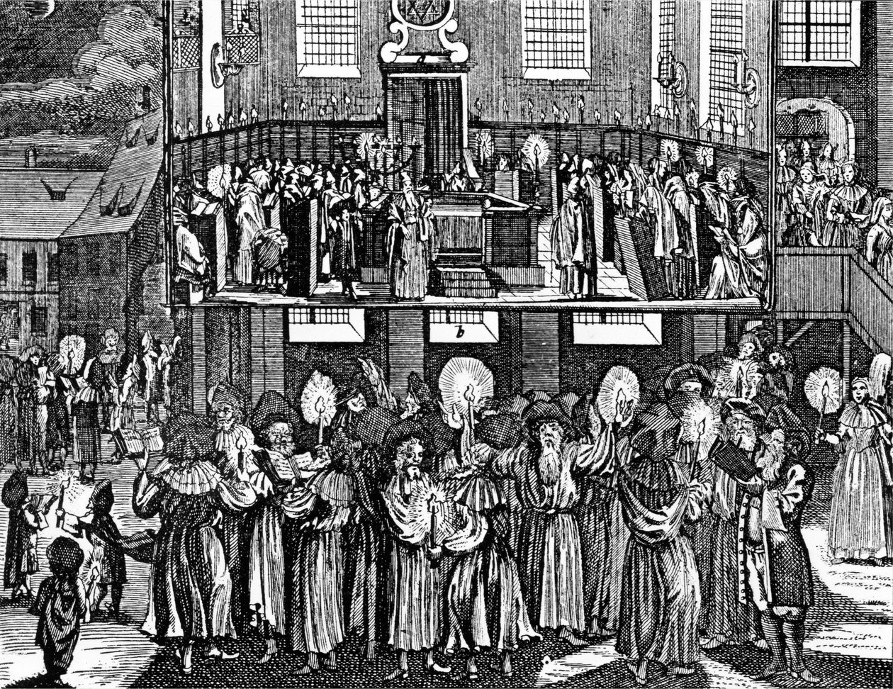 Kiddush Levana av Georg Puschner fra Kirchners jødiske seremoni, 1726 av German School