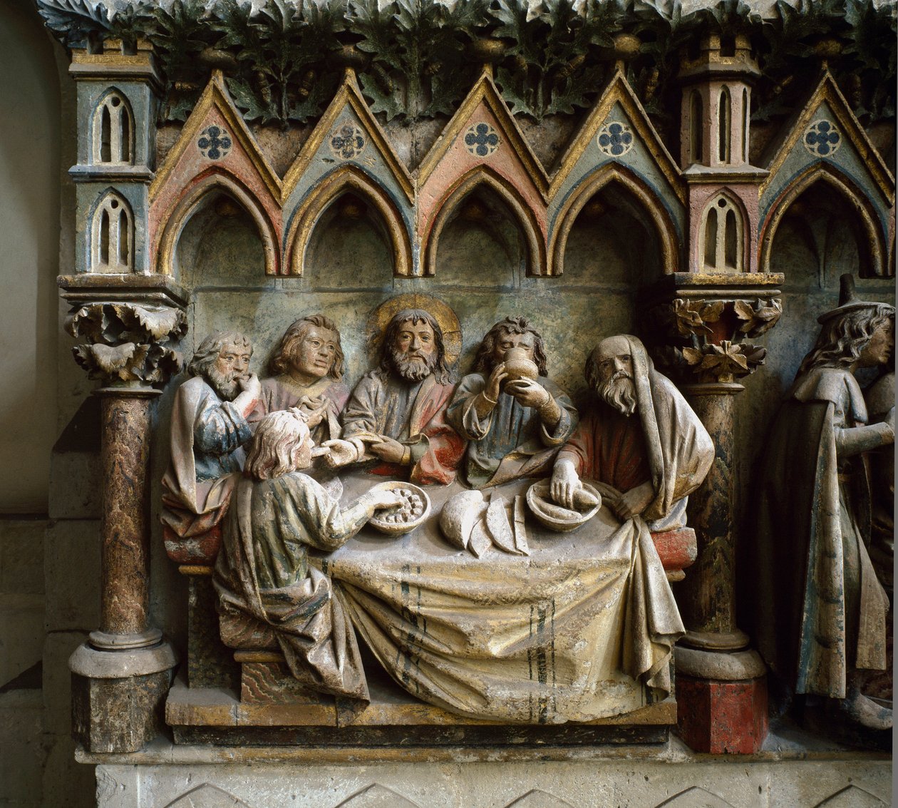 La Cene Høyrelieff av den tyske skolen på 1200-tallet. rundt 1250 Cathedrale of Saint Peter and Paul, Naumburg, Tyskland av German School