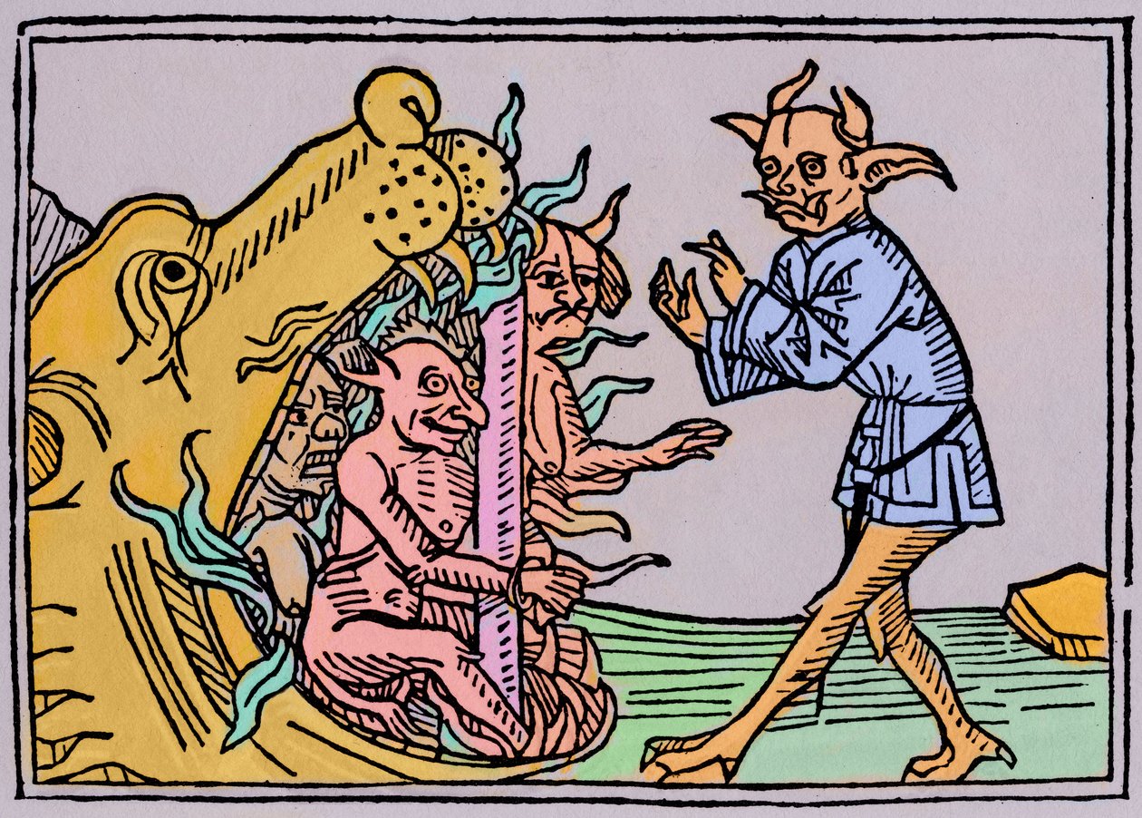 La bouche de l'enfer - Jacobus de Teramo - The Devil Belial before the Gates of Hell, fra Das Buch Belial, utgitt i Augsburg av German School