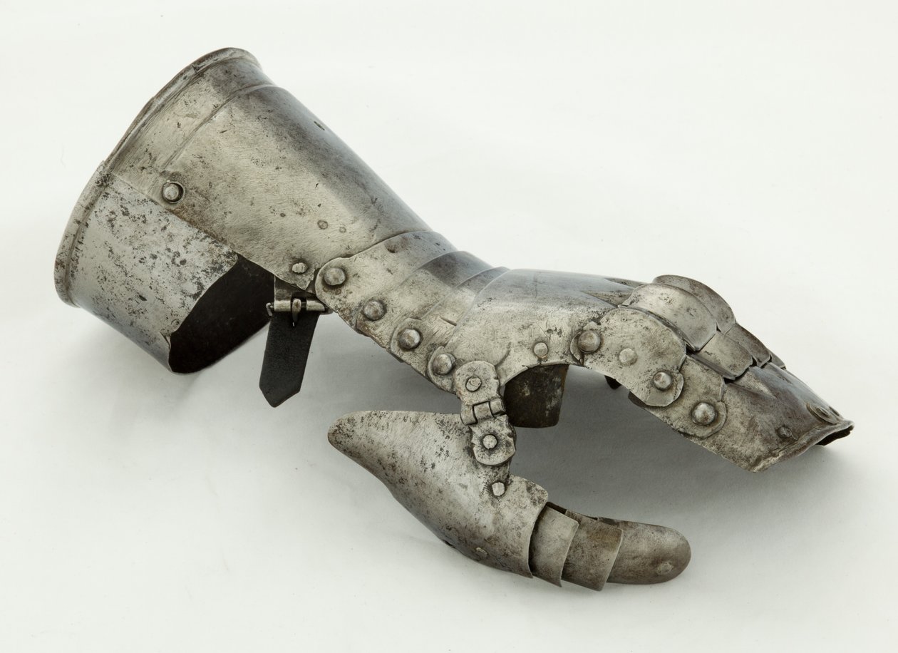 Venstre hanske, ca. 1490-1510 (stål og lær) av German School