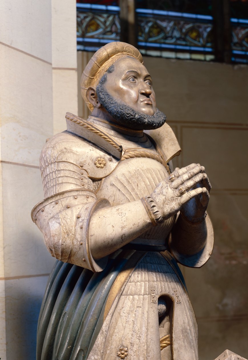 Alabasterstatue i naturlig størrelse av kurfyrsten Fredrik den Vise, ved Slottskirken, Wittenberg, ca. 1529-21 (alabaster) av German School