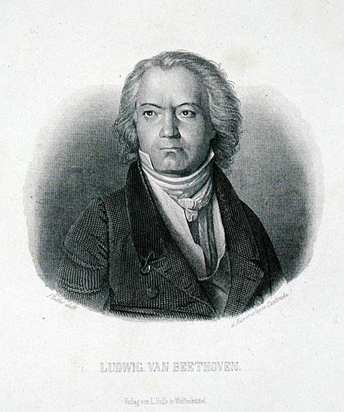 Ludwig van Beethoven (1770-1827) (gravering) av German School