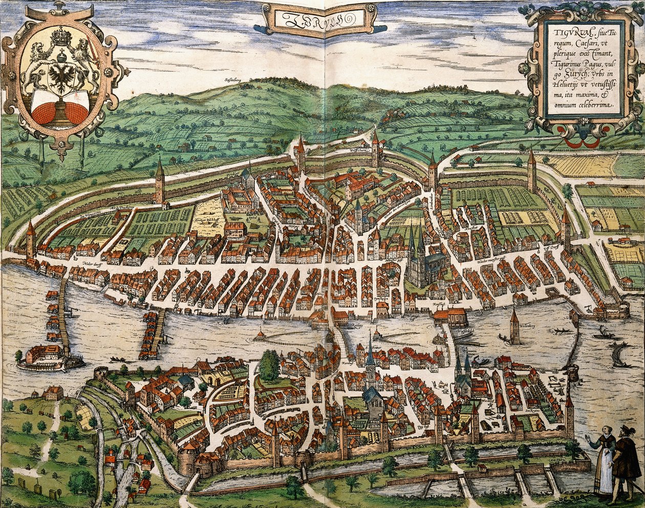 Kart over Zürich, 1575 av German School