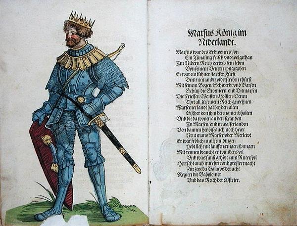 Marcus, konge av Nederland, fra "Opprinnelsen til de første tolv gamle konger og prinser av den tyske nasjonen" av German School