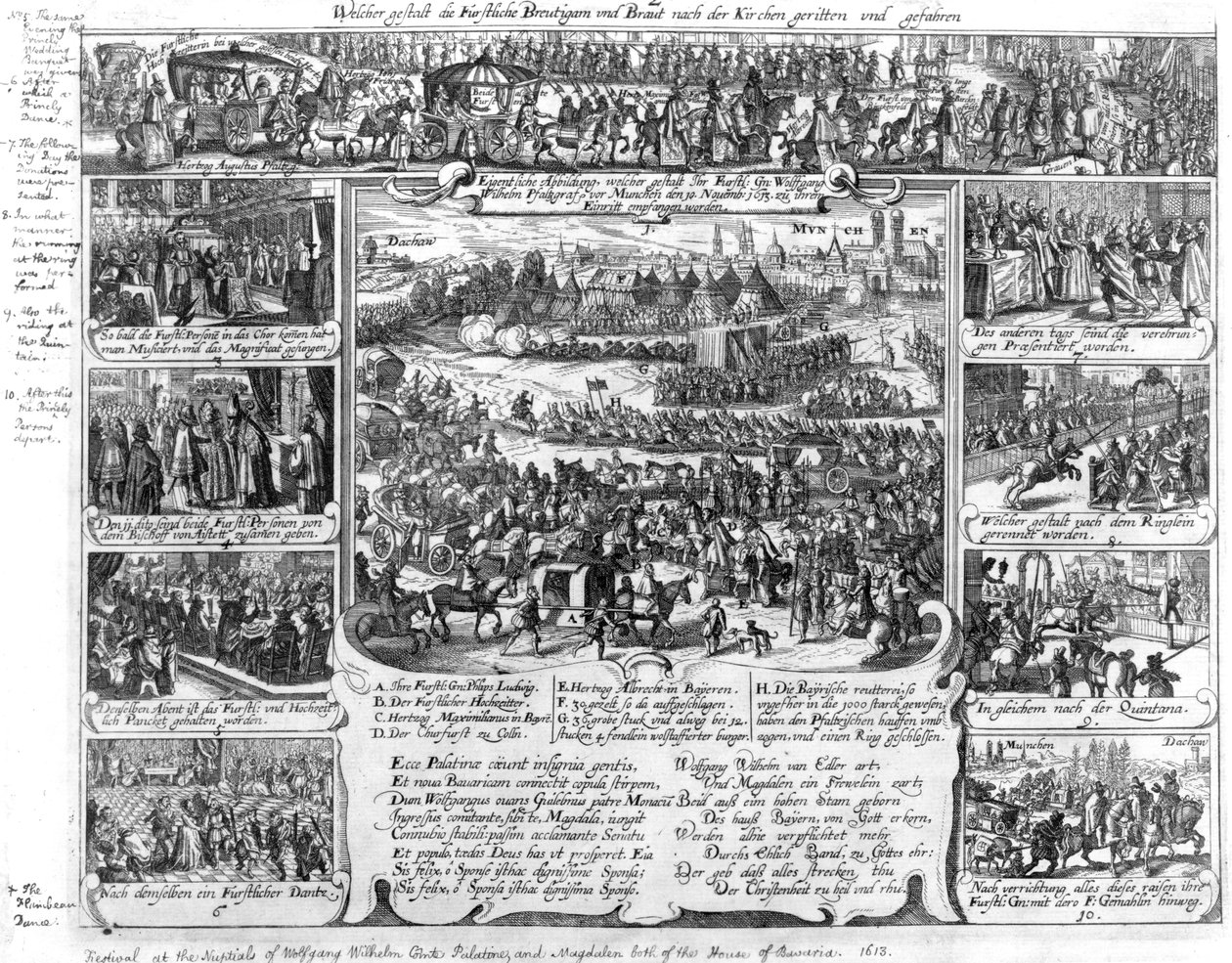 Ekteskapsfeiringer av Wolfgang Wilhelm, grev Palatine av Neuburg og Magdelene av Bayern i 1613 av German School