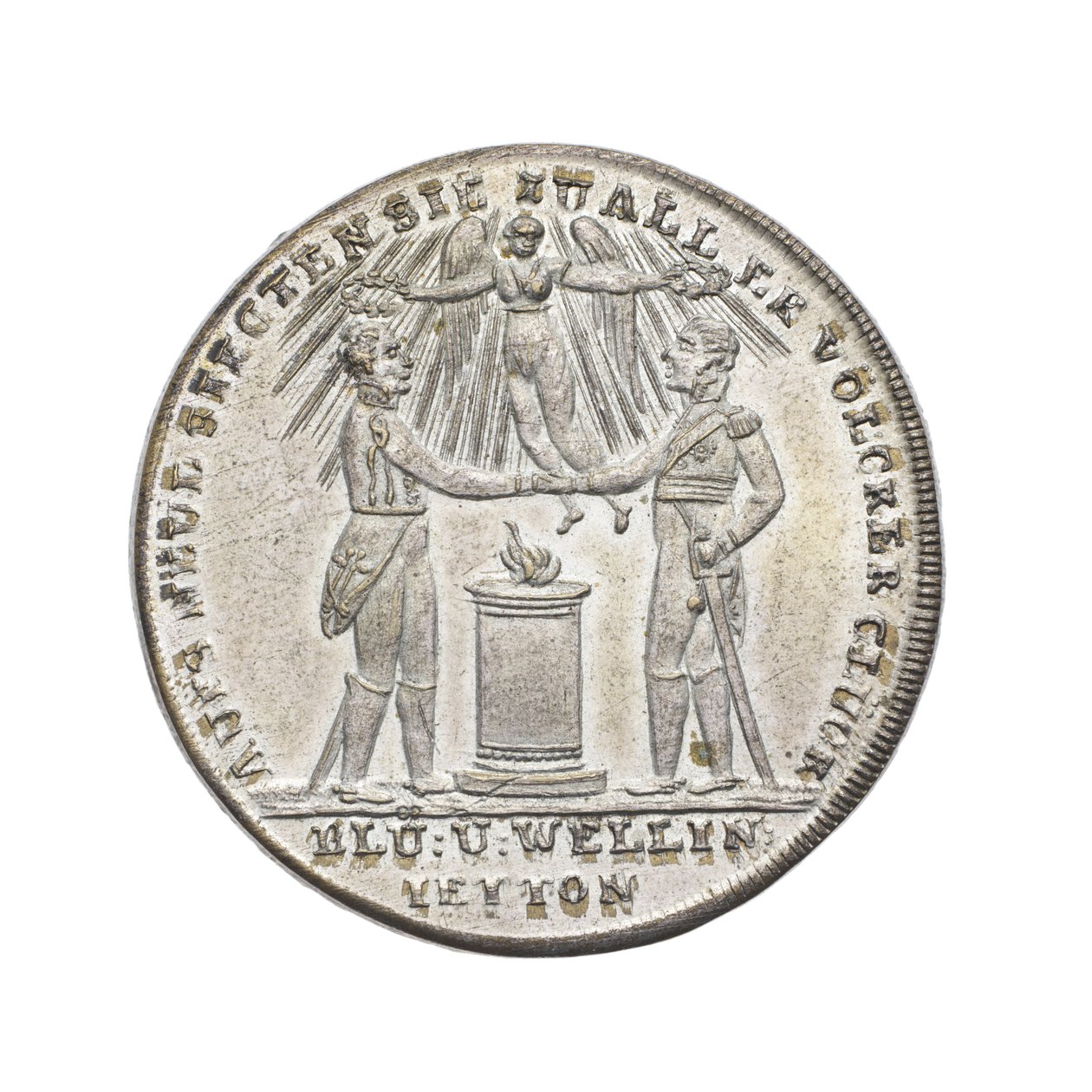 Medalje til minne om Wellington og Blücher ved Waterloo av German School