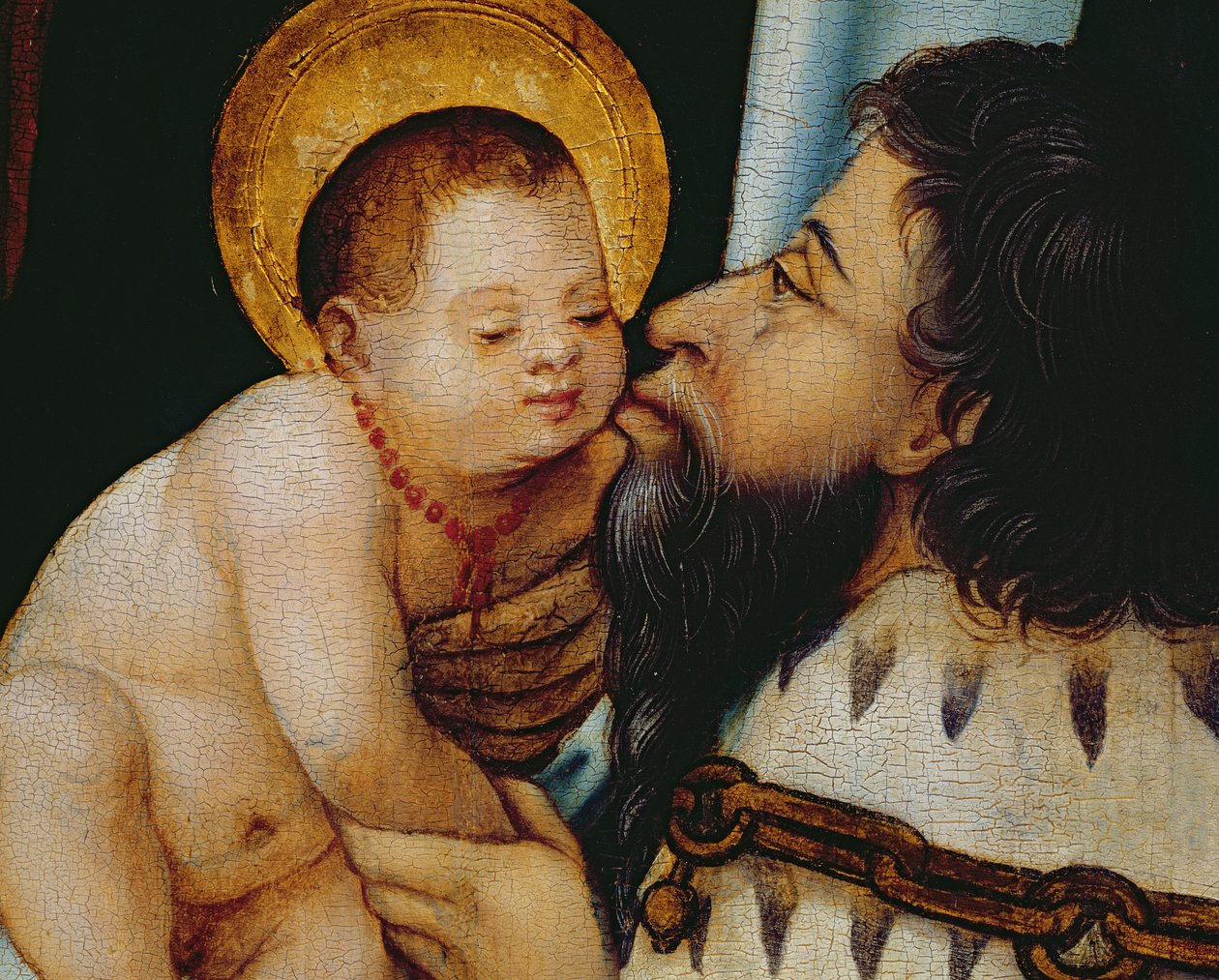 Melchior kysser Jesusbarnet av German School