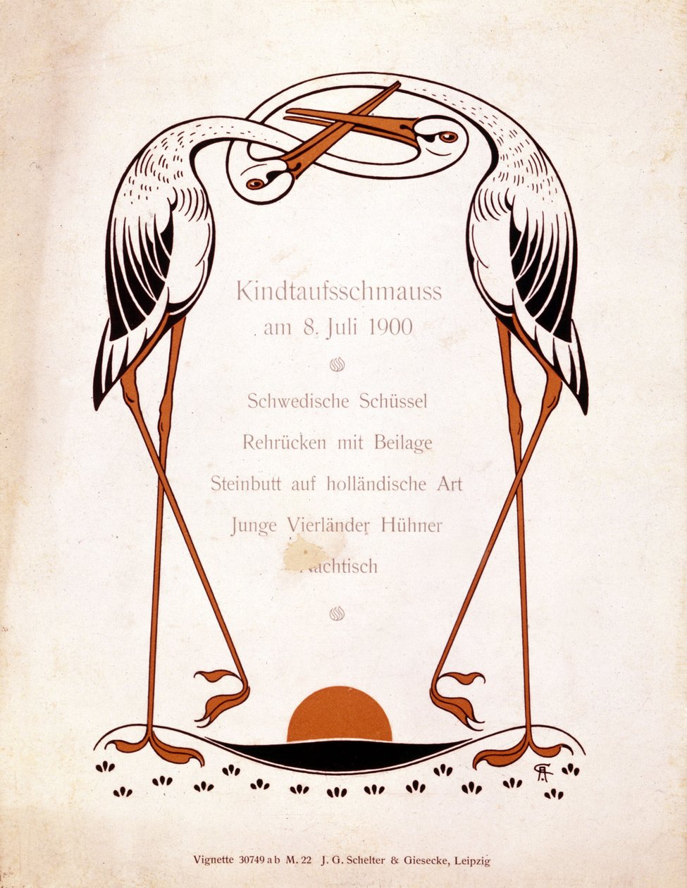 Meny for dåpsmåltid. Tyskland, 07.08.1900. av German School