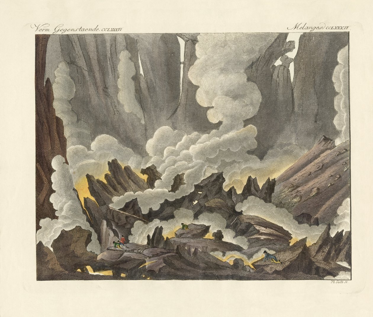 Etna på Sicilia (farget gravering) av German School