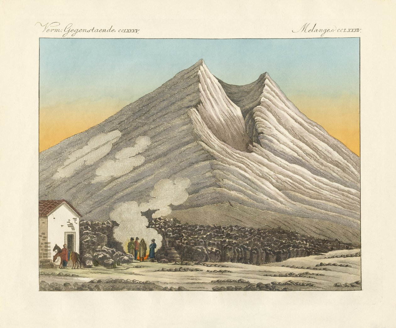 Etna på Sicilia (farget gravering) av German School