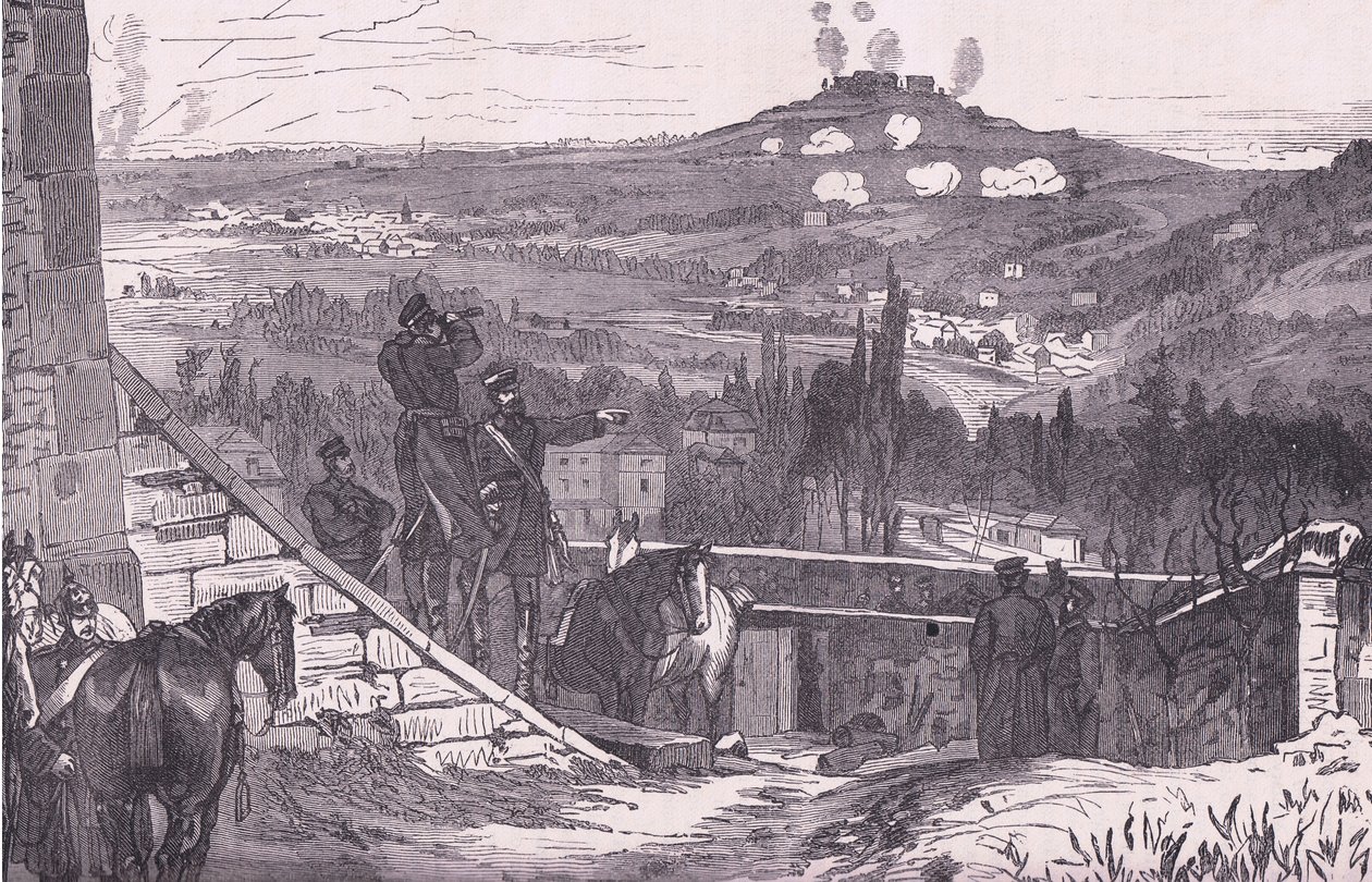 Mount Valerien under beleiringen, Cassells History of the War between France and Germany utgitt av Cassell and Company Limited, ca. 1890 (litho) av German School