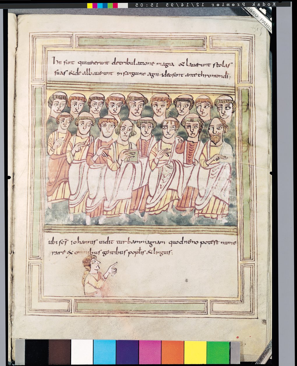Ms 99 fol.15v Gruppe på sytten menn, fra Apocalypse de Valenciennes av German School