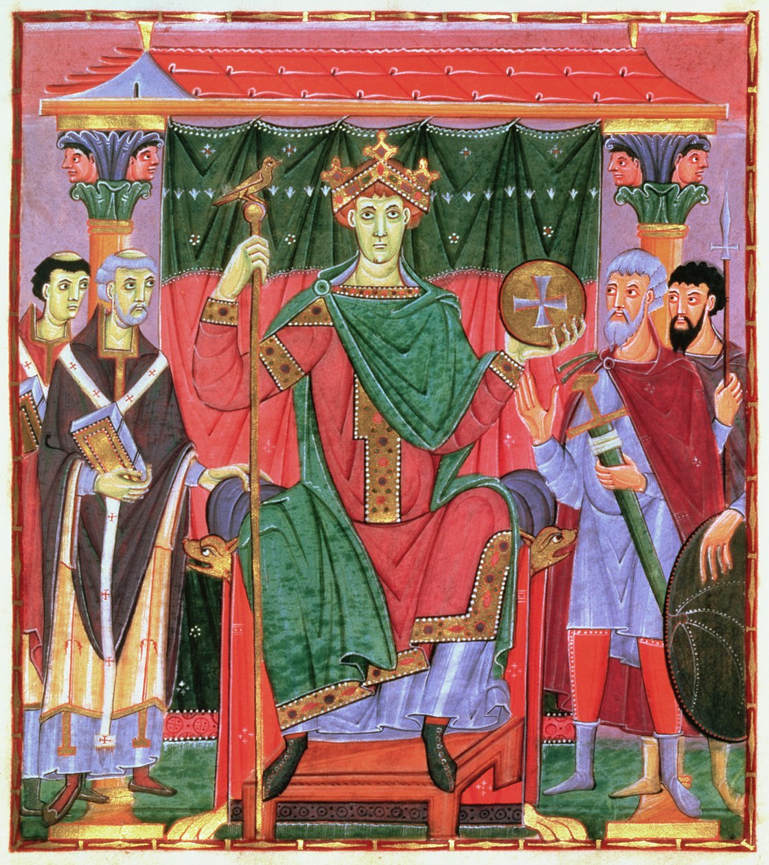 Ms Cim.4453 f.42r Den hellige romerske keiser Otto III på tronen (980-1002), ca. 998 av German School