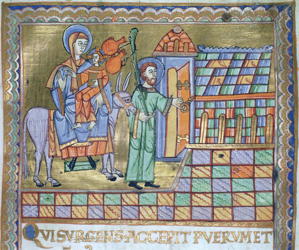 Fru Czart. 1207 IV, fol.6r The Flight into Egypt, fra The Evangeliarium of the Cathedral of Plock, ca. 1075 av German School