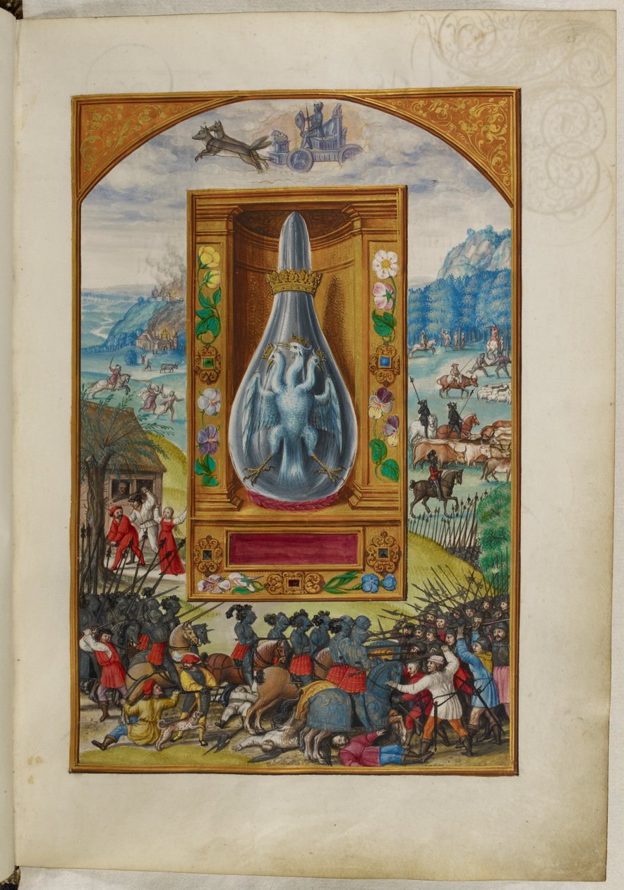 Ms Harley 3469, f.25 Trehodet fugl i kolbe, den fjerde avhandlingen, fra 