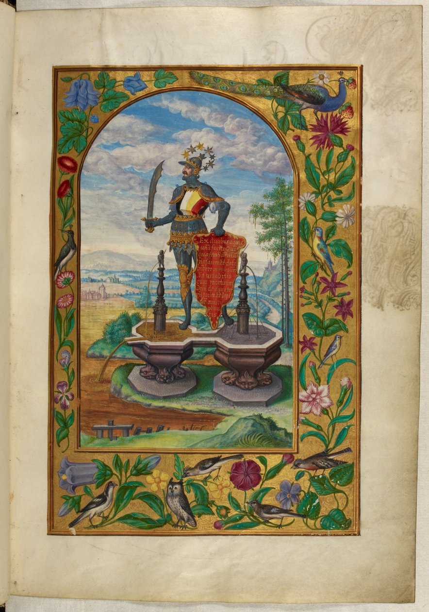 Ms Harley 3469, f.7 Ridder stående på fontener, den andre avhandlingen, fra 