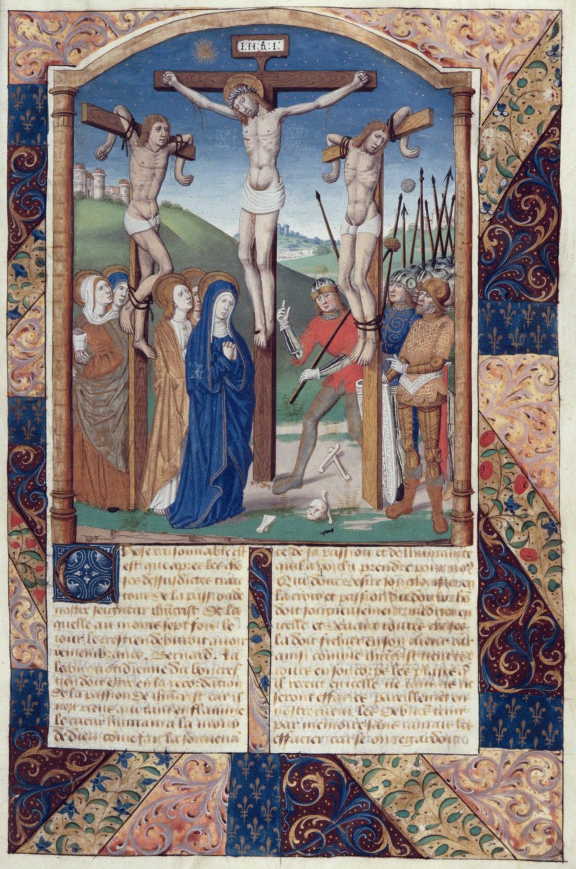 Ms Hunter 36 Crucifixion, fra Vita Christi, av Ludolf av Sachsen, ca. 1300-7778 av German School