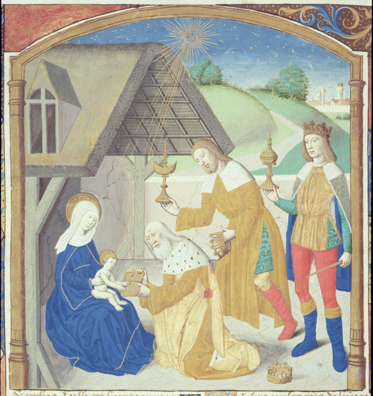 Ms Hunter 36 f.44r Nativity, fra Vita Christi, av Ludolf av Sachsen, ca. 1300-7778 av German School