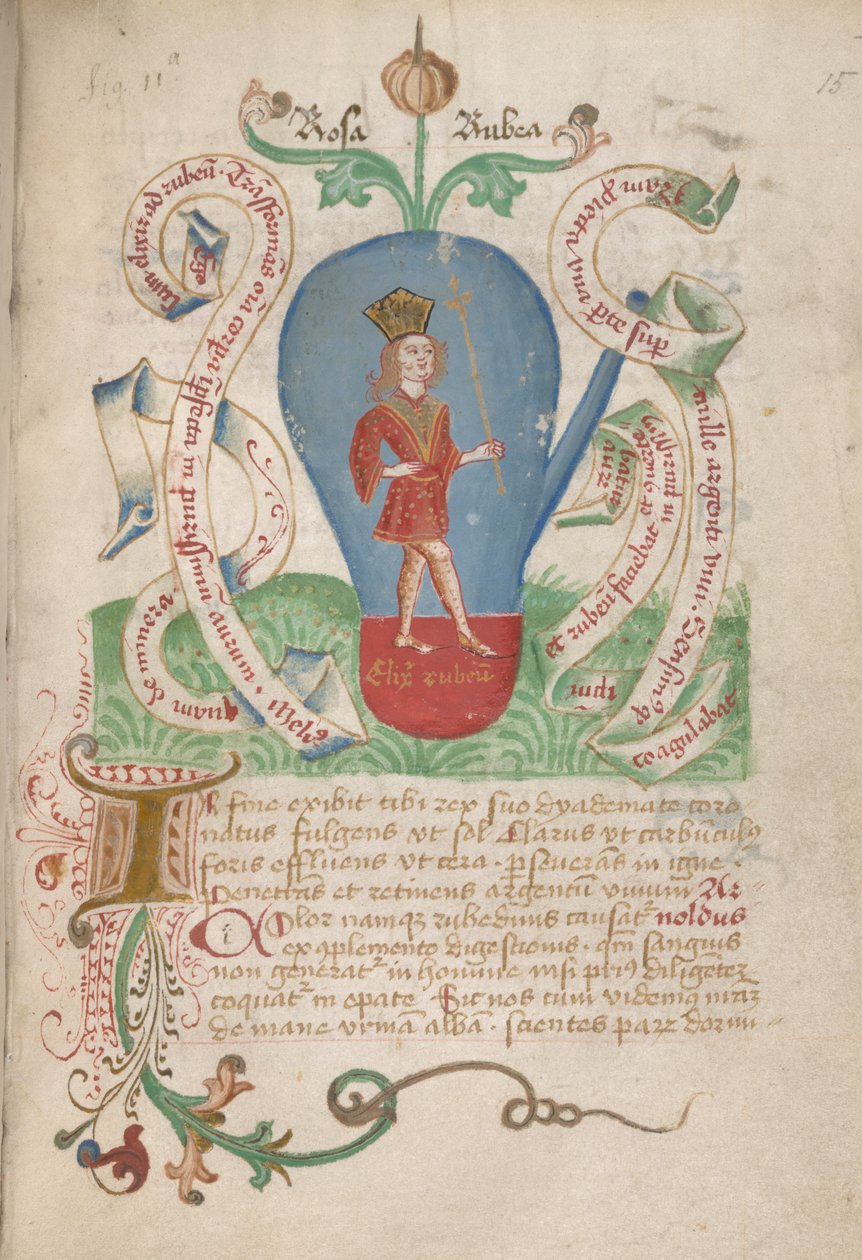 Ms Sloane 2560, f.15 fra Alchemical Treatises, sent på 1400-tallet (vellum) av German School