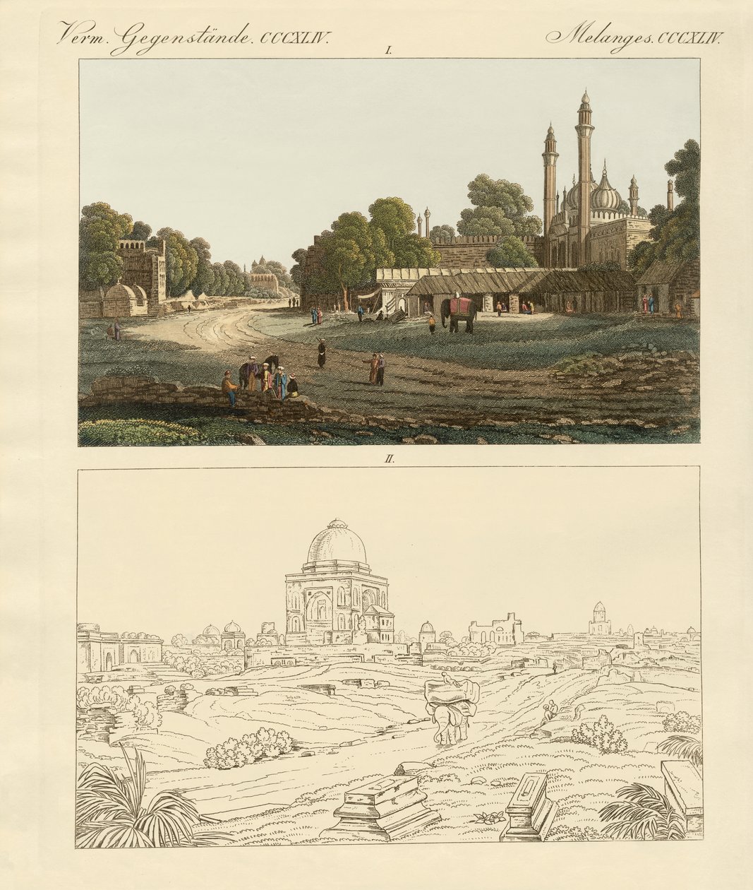 New and Old Delhi (farget gravering) av German School