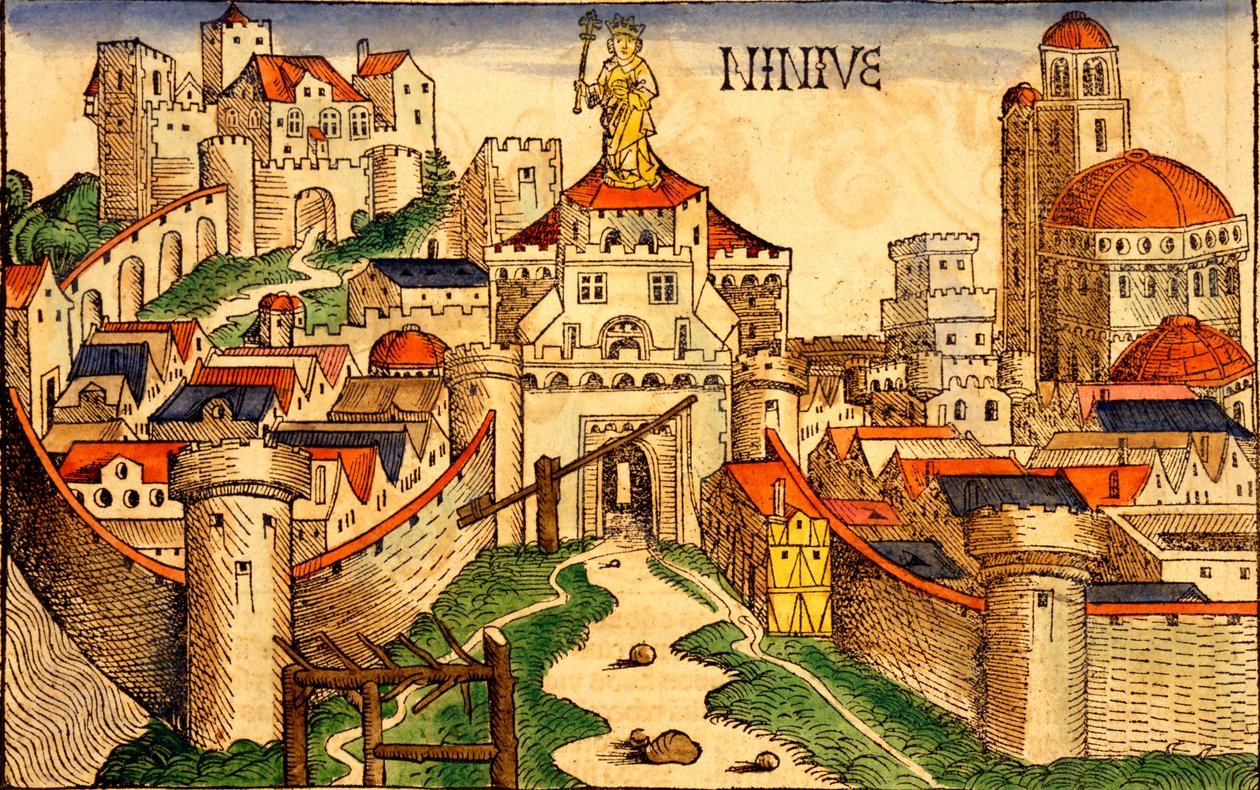 Nineveh, fra Liber Chronicarum av Hartmann Skull, 1493 av German School