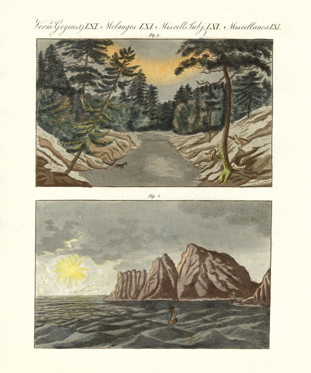 Nordiske naturfenomener (farget gravering) av German School