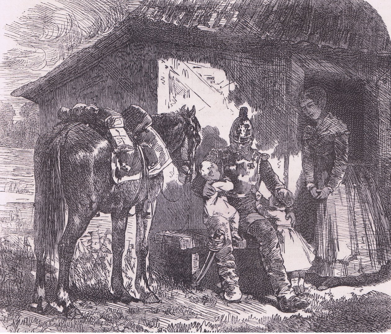 Ut i krigen, Cassells historie om krigen mellom Frankrike og Tyskland utgitt av Cassell and Company Limited, ca. 1890 (litho) av German School