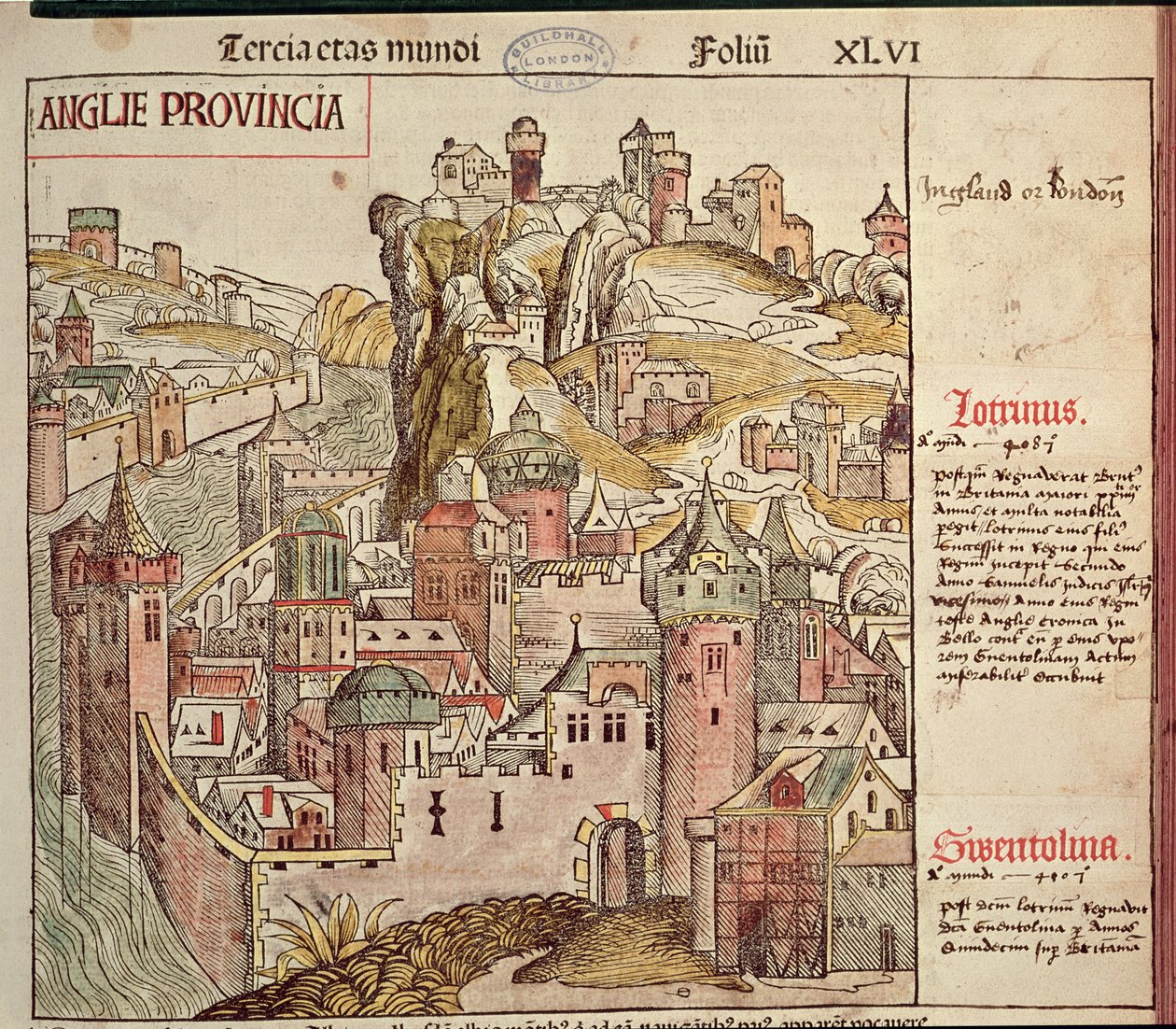 Old London, fra Nürnberg Chronicle av Hartmann Schedel (1440-1514) 1493 av German School