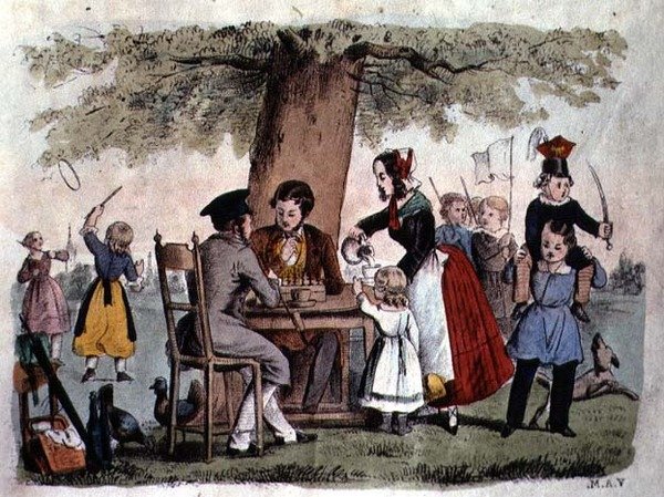 Open Air Games, Tyskland, ca. 1860 (fargegravering) av German School