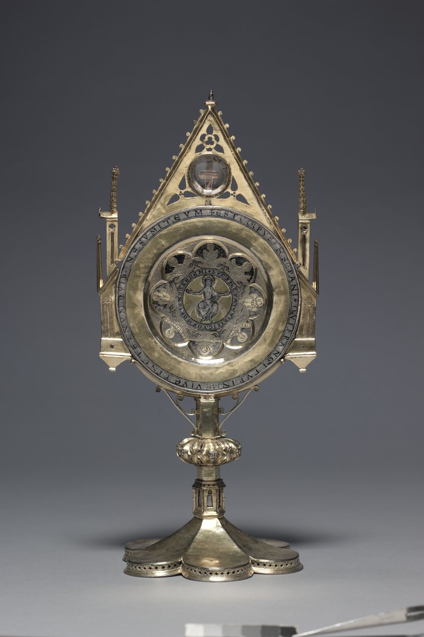 Ostensorium med "Paten of St. Bernward", Niedersachsen (sølv og forgylt sølv) av German School