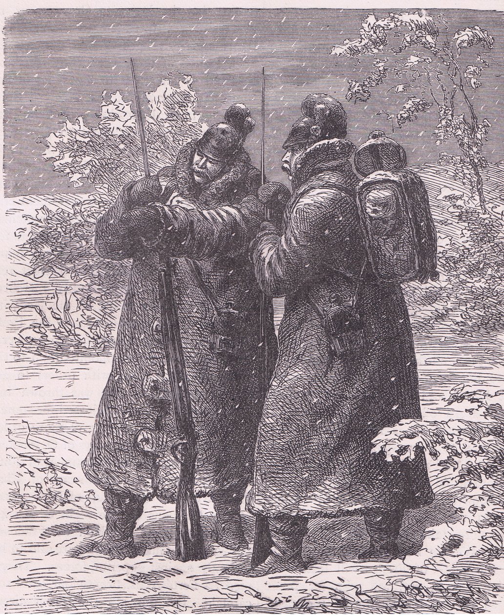 Utpost i snøen, Cassells historie om krigen mellom Frankrike og Tyskland utgitt av Cassell and Company Limited, ca. 1890 (litho) av German School
