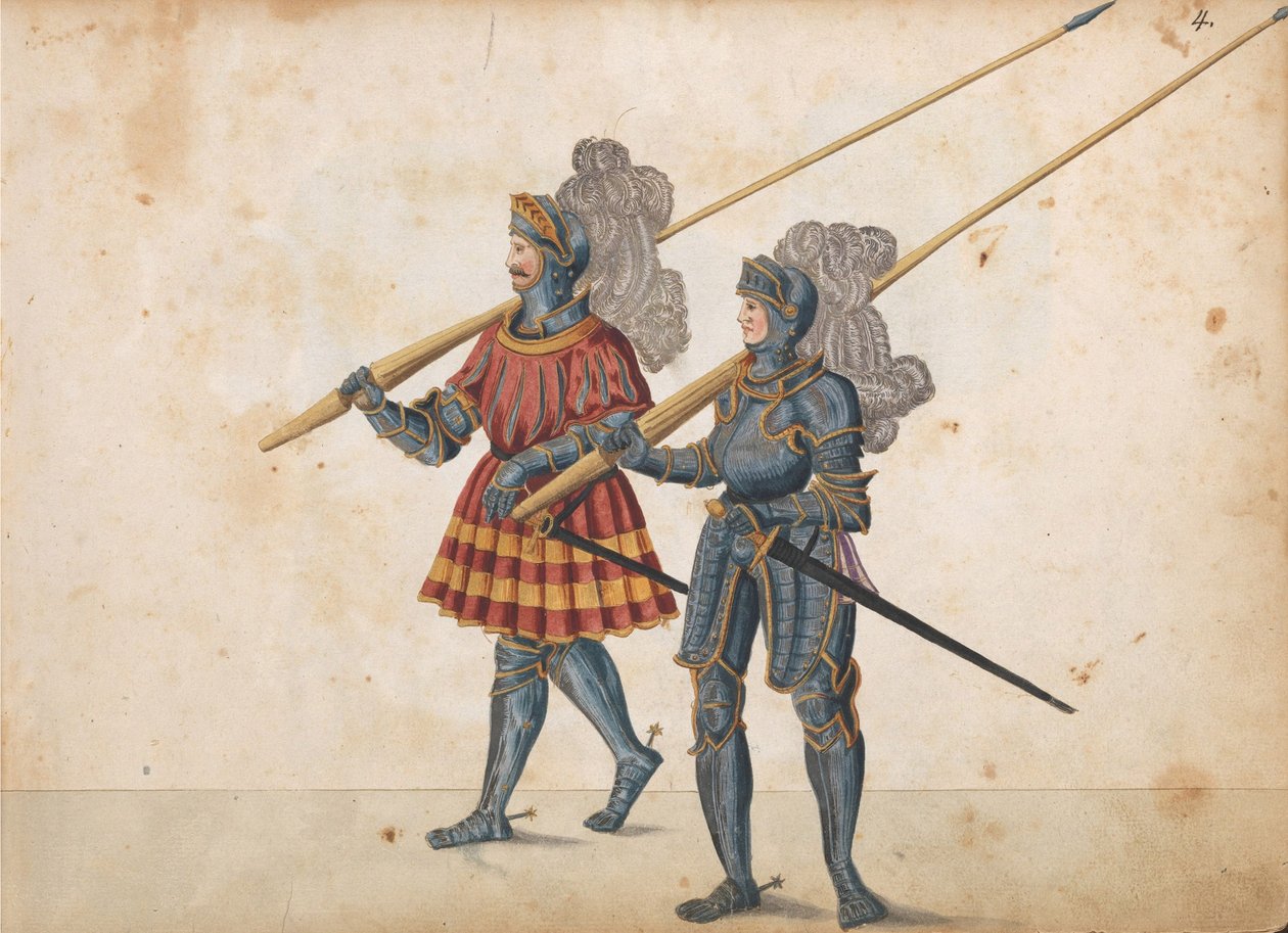Parade for en turnering, ca. 1640 (penn og blekk, akvarell og vask) av German School