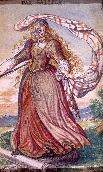 Pax Gallica, en personifisering av fransk fred, ca. 1640 (gouache på vellum) av German School