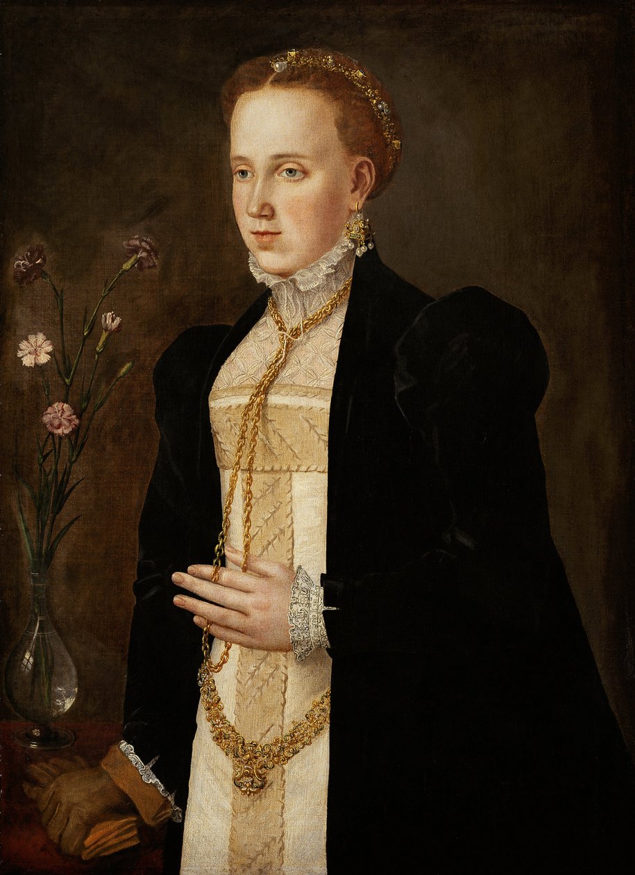 Philippine Welser (kone til Ferdinand II av Tyrol eller Habsburg) - Portrett av Philippine Welser (1527-1580), av sørtysk mester (1500-tallet). Olje på lerret, ca 1557. Kunsthistorisk museum, Wien av German School