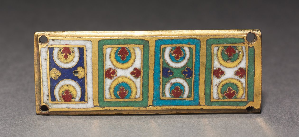 Plakett fra et relikvieskrin, ca. 1170 (forgylt kobber, champlevé og cloisonné-emalje) av German School