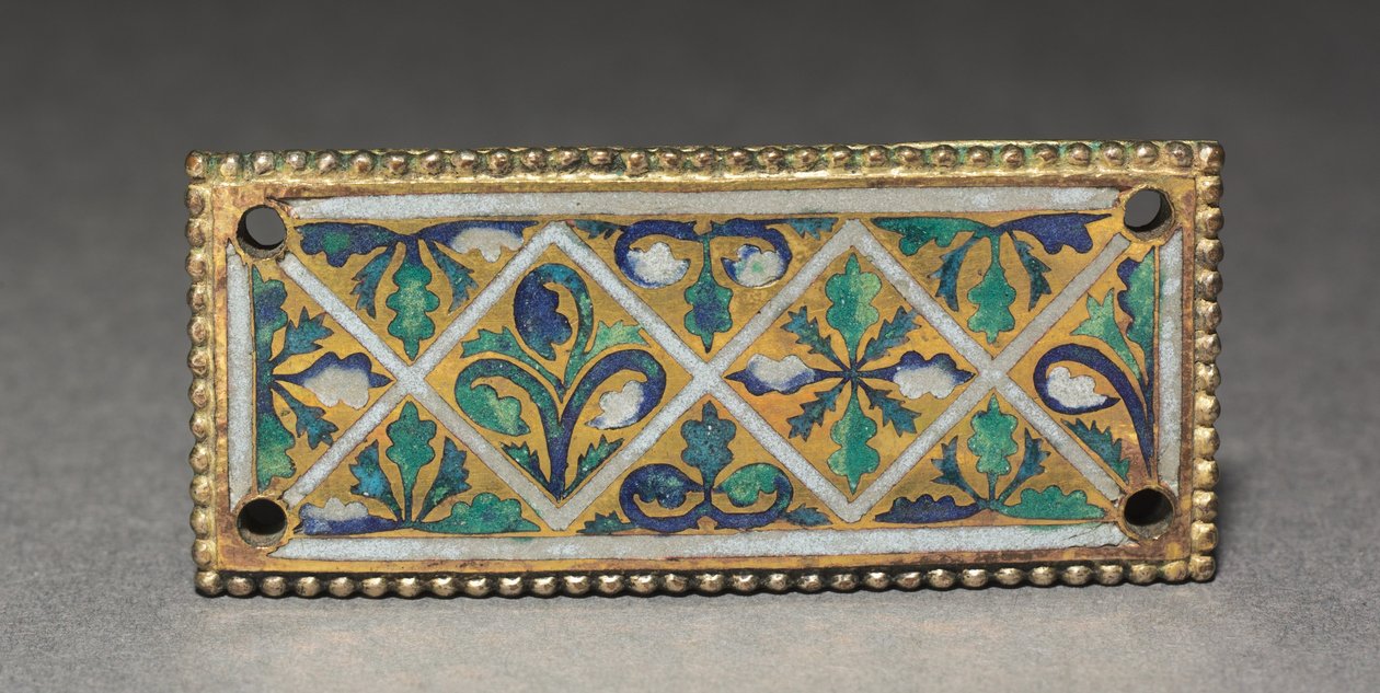 Plakett fra et relikvieskrin, ca. 1170 (forgylt kobber, champlevé og cloisonné-emalje) av German School