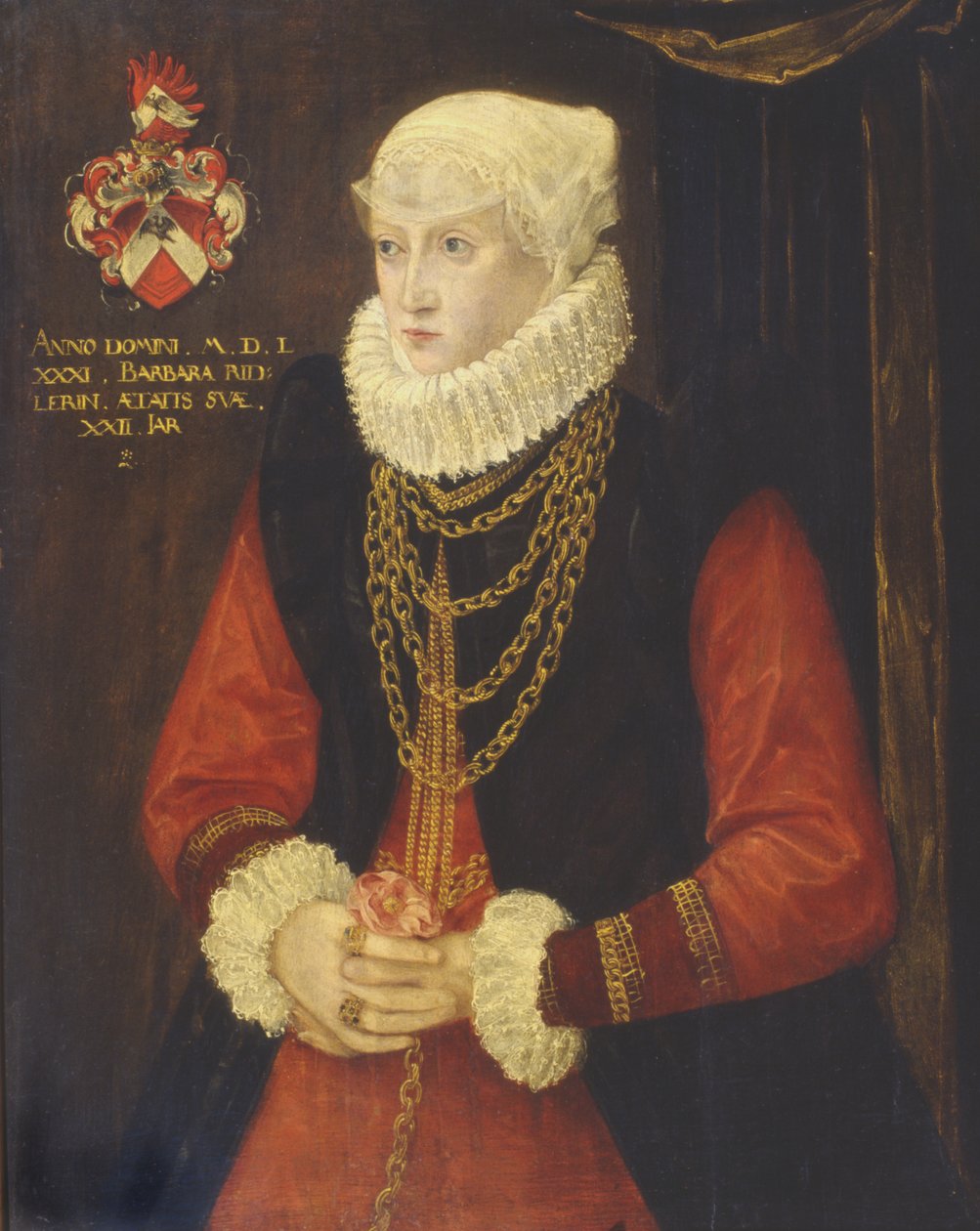 Portrett av Barbara Ridler, 1581 av German School