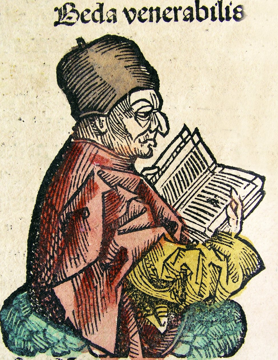 Portrait of Bede (673-735), publisert i Nuremberg Chronicle, 1493 av German School