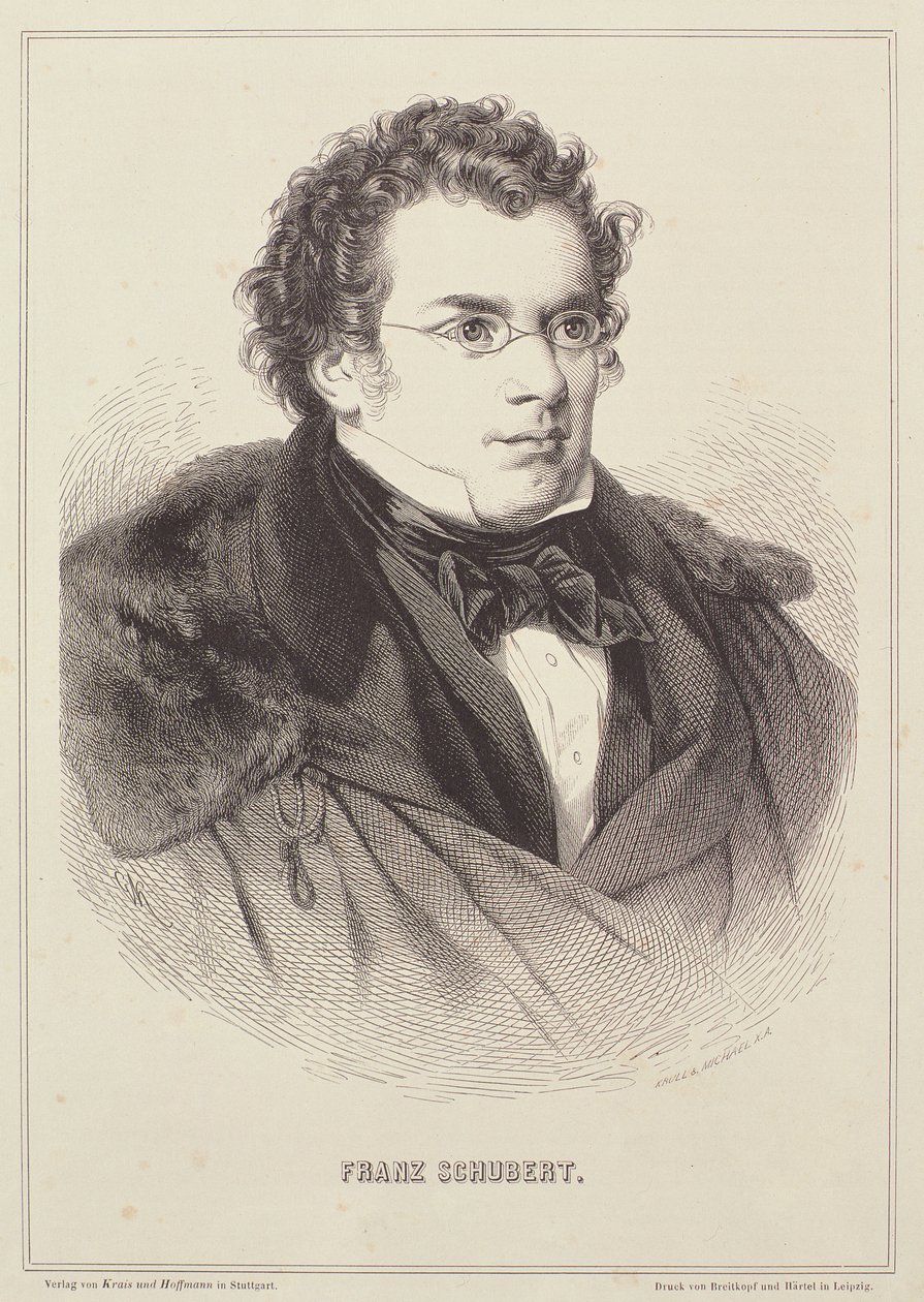 Portrett av Franz Schubert (1768-1827) av German School